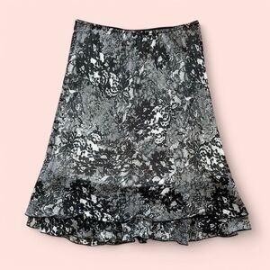 Whimsigoth black and white patterned Y2K midi skirt, size L